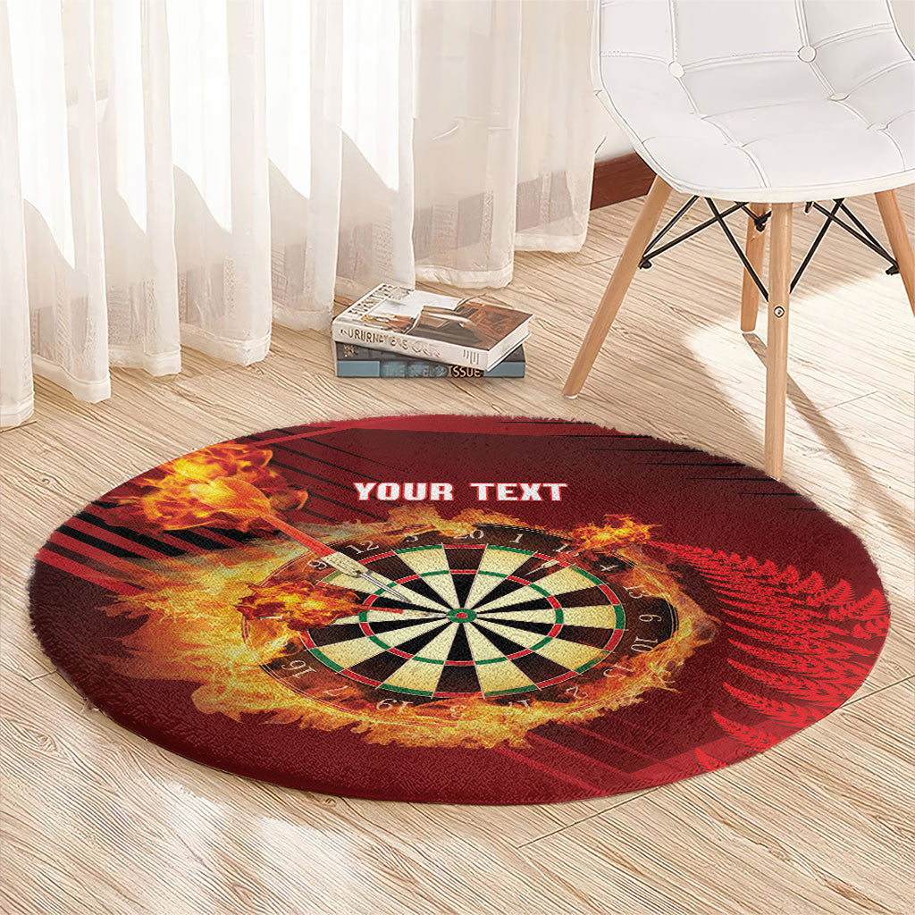 Personalised Darts New Zealand Round Carpet Silver Fern Red Color