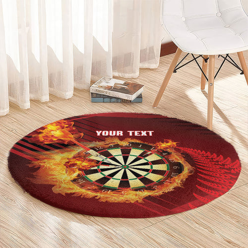 Personalised Darts New Zealand Round Carpet Silver Fern Red Color