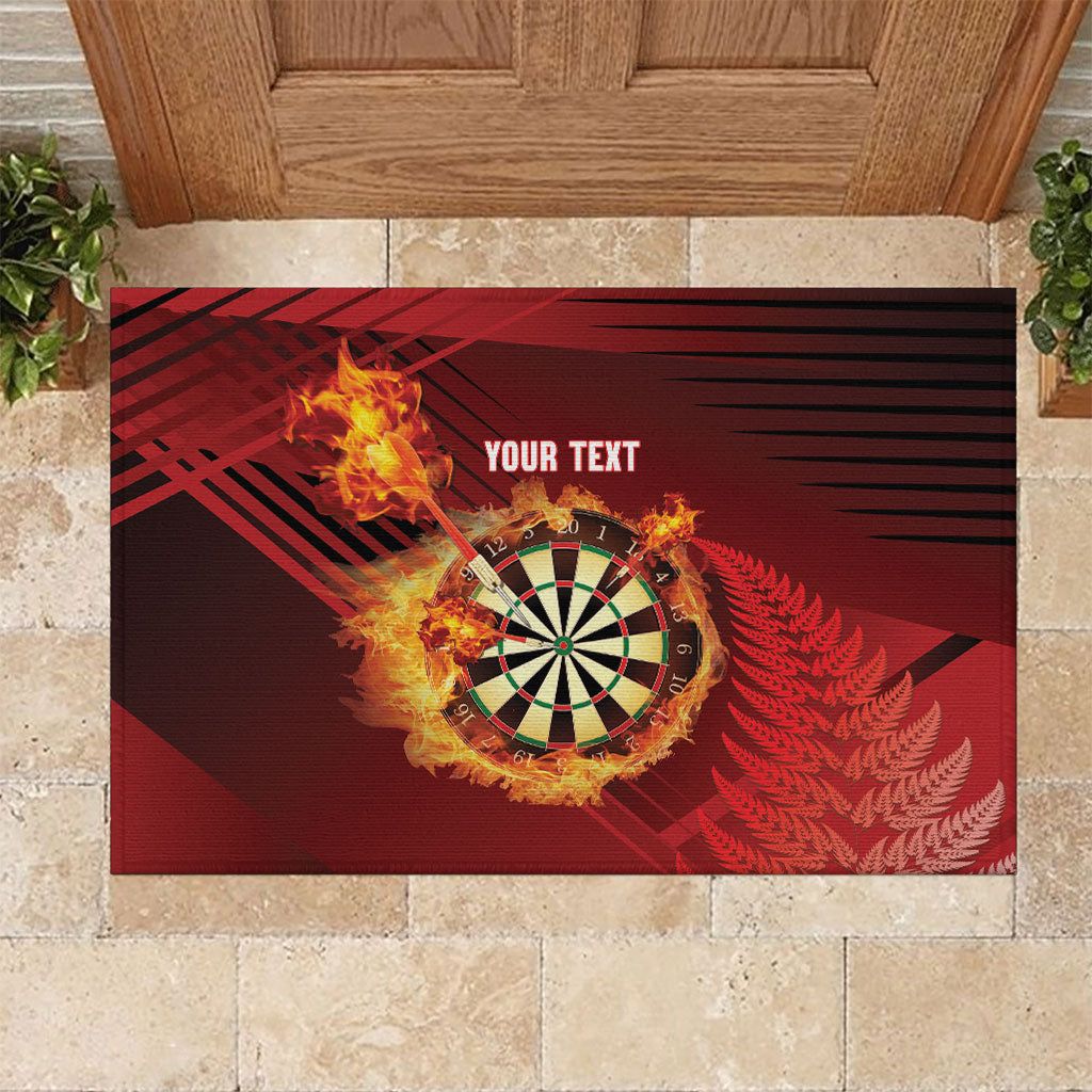 Personalised Darts New Zealand Rubber Doormat Silver Fern Red Color