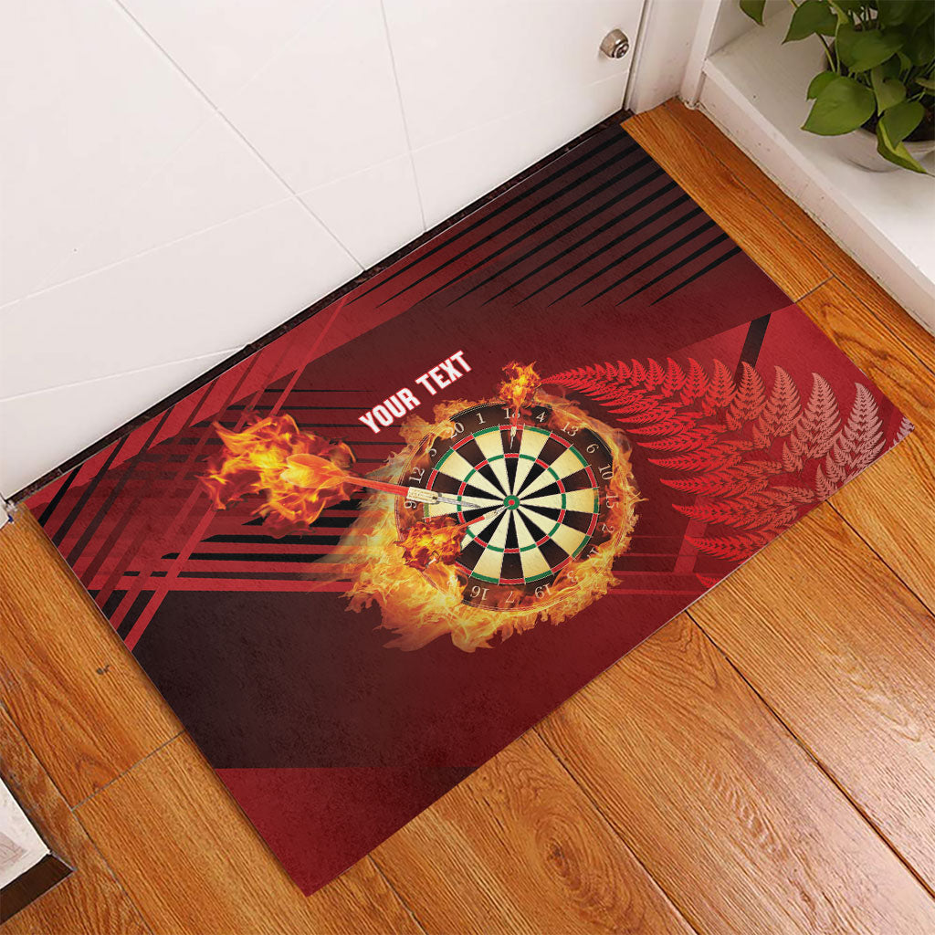Personalised Darts New Zealand Rubber Doormat Silver Fern Red Color