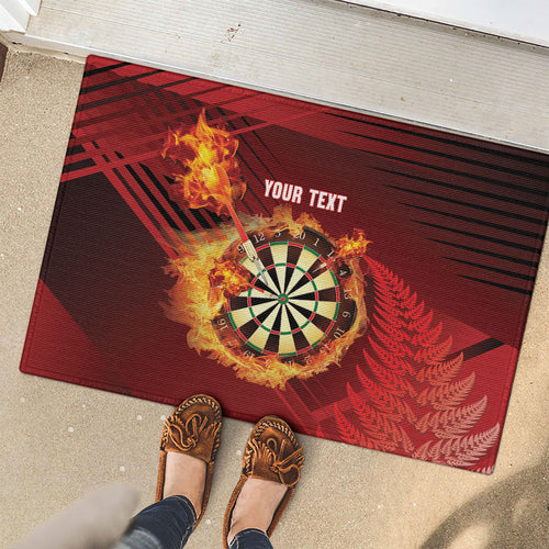 Personalised Darts New Zealand Rubber Doormat Silver Fern Red Color
