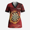 Personalised Darts New Zealand Scrub Top Silver Fern Red Color