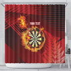 Personalised Darts New Zealand Shower Curtain Silver Fern Red Color