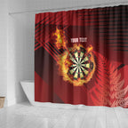 Personalised Darts New Zealand Shower Curtain Silver Fern Red Color