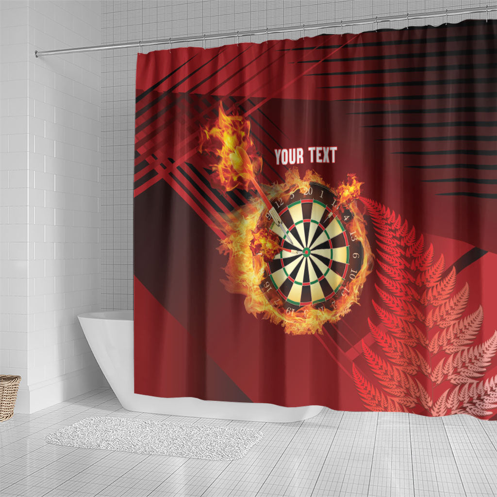 Personalised Darts New Zealand Shower Curtain Silver Fern Red Color