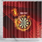 Personalised Darts New Zealand Shower Curtain Silver Fern Red Color