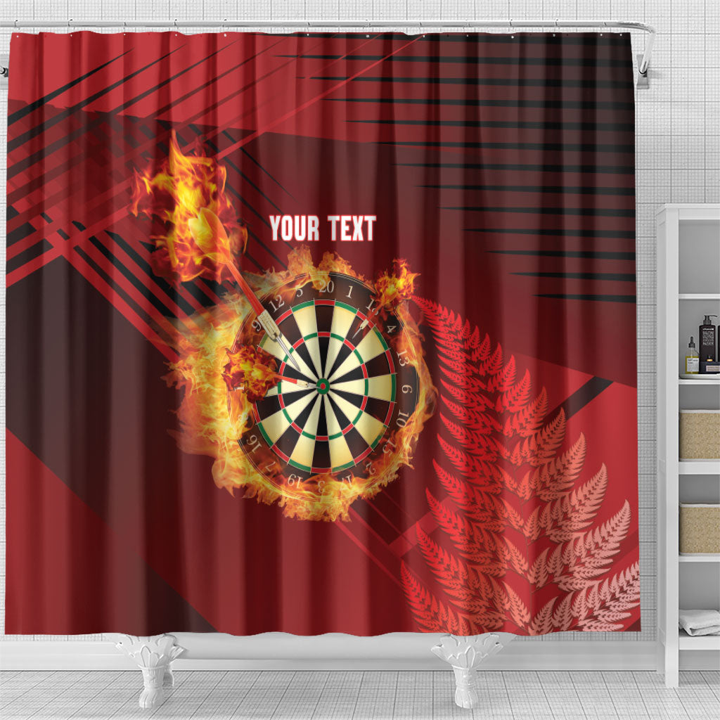 Personalised Darts New Zealand Shower Curtain Silver Fern Red Color