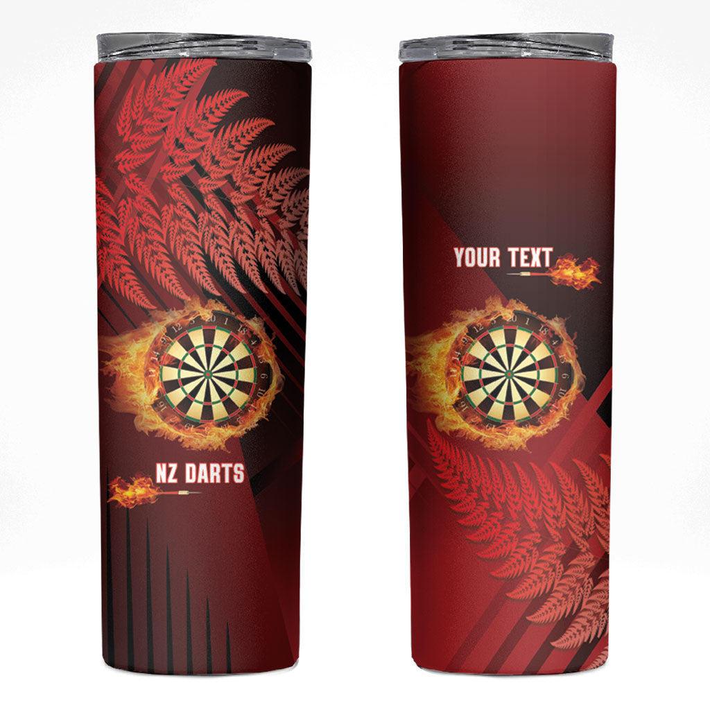 Personalised Darts New Zealand Skinny Tumbler Silver Fern Red Color
