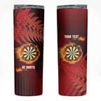 Personalised Darts New Zealand Skinny Tumbler Silver Fern Red Color