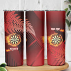 Personalised Darts New Zealand Skinny Tumbler Silver Fern Red Color