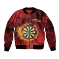 Personalised Darts New Zealand Sleeve Zip Bomber Jacket Silver Fern Red Color