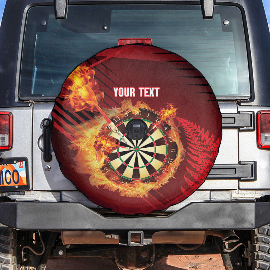Personalised Darts New Zealand Spare Tire Cover Silver Fern Red Color