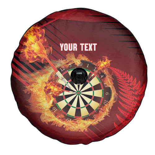 Personalised Darts New Zealand Spare Tire Cover Silver Fern Red Color