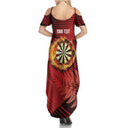 Personalised Darts New Zealand Summer Maxi Dress Silver Fern Red Color