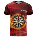Personalised Darts New Zealand T Shirt Silver Fern Red Color