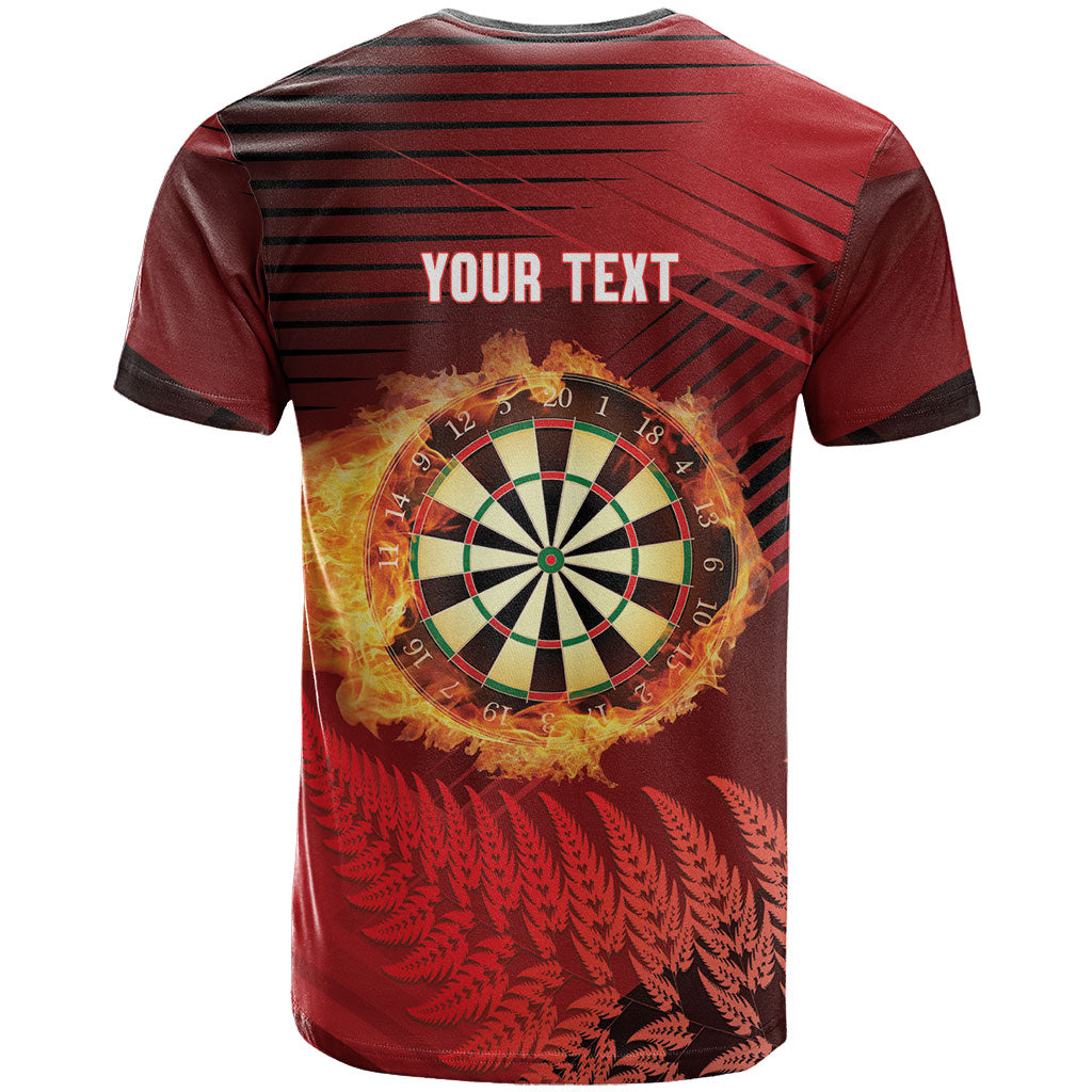Personalised Darts New Zealand T Shirt Silver Fern Red Color