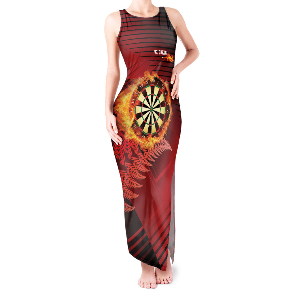 Personalised Darts New Zealand Tank Maxi Dress Silver Fern Red Color