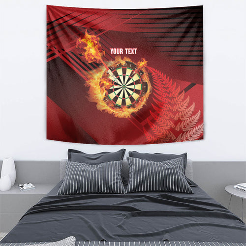 Personalised Darts New Zealand Tapestry Silver Fern Red Color