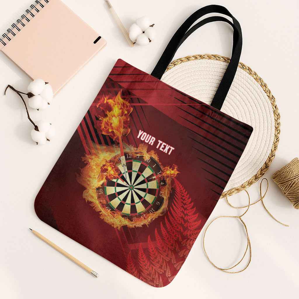 Personalised Darts New Zealand Tote Bag Silver Fern Red Color