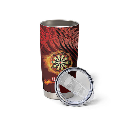 Personalised Darts New Zealand Tumbler Cup Silver Fern Red Color