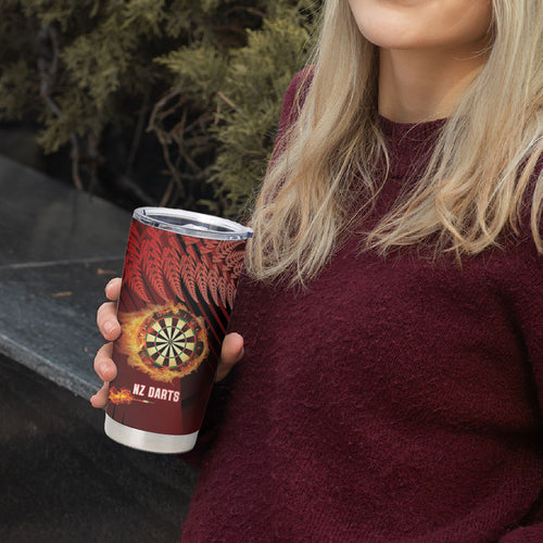 Personalised Darts New Zealand Tumbler Cup Silver Fern Red Color