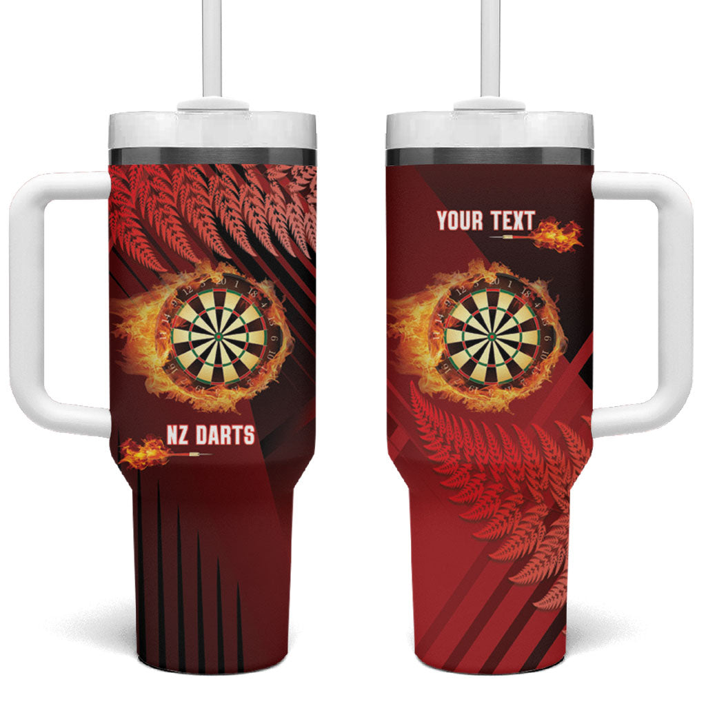 Personalised Darts New Zealand Tumbler With Handle Silver Fern Red Color