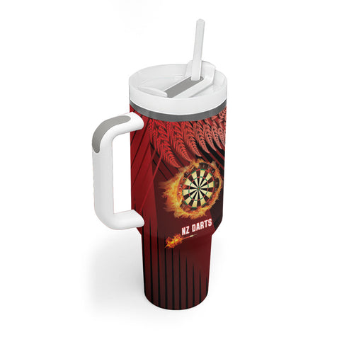 Personalised Darts New Zealand Tumbler With Handle Silver Fern Red Color