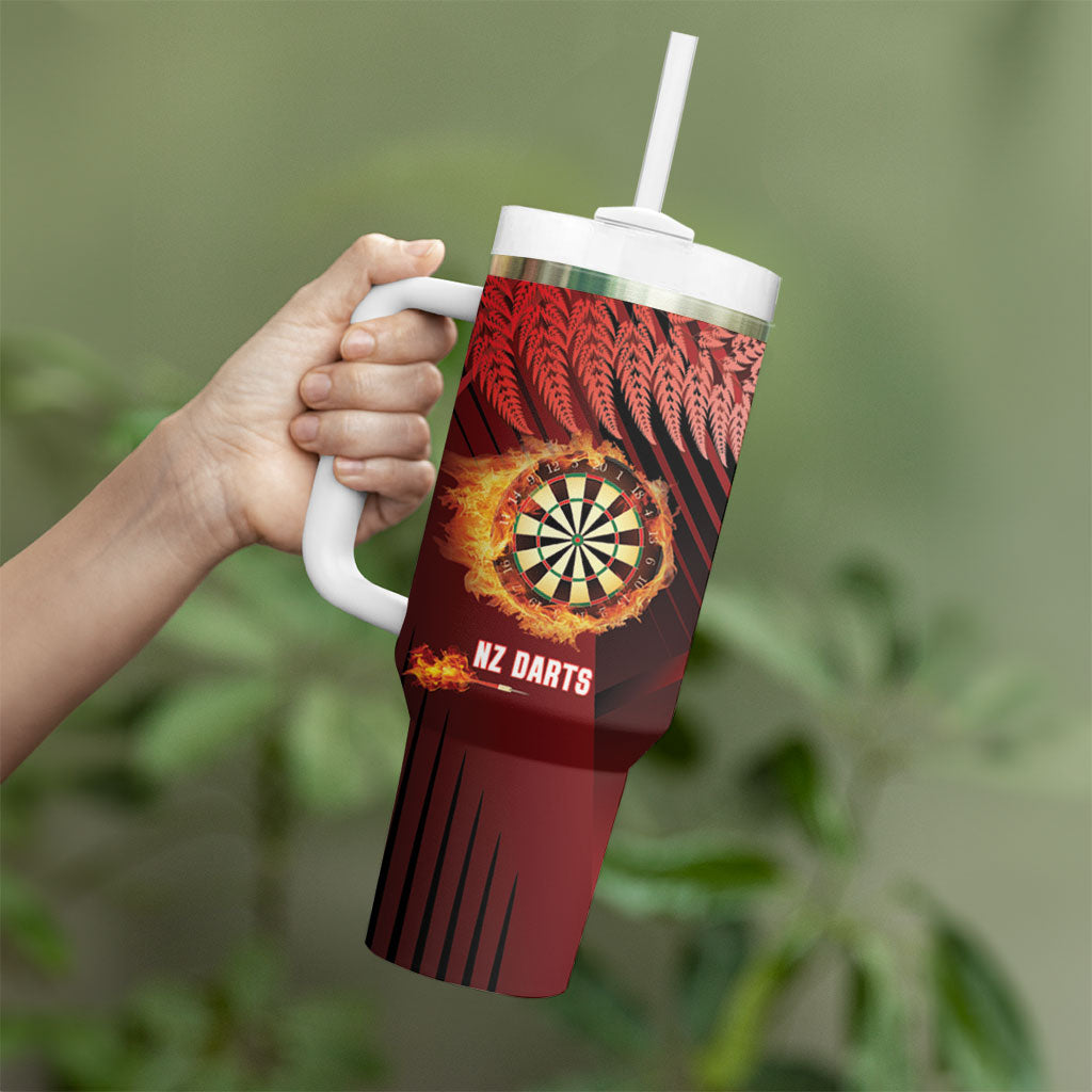 Personalised Darts New Zealand Tumbler With Handle Silver Fern Red Color