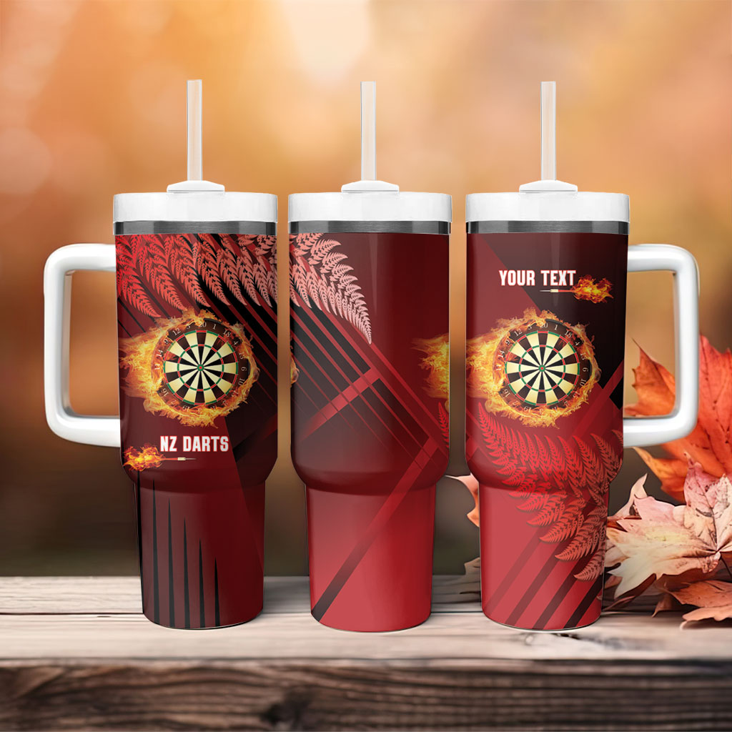 Personalised Darts New Zealand Tumbler With Handle Silver Fern Red Color