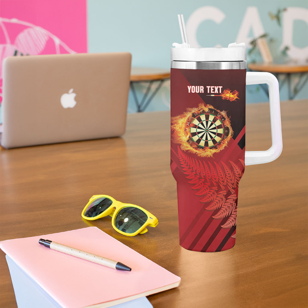 Personalised Darts New Zealand Tumbler With Handle Silver Fern Red Color