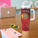 Personalised Darts New Zealand Tumbler With Handle Silver Fern Red Color