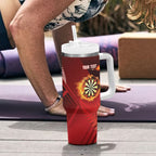 Personalised Darts New Zealand Tumbler With Handle Silver Fern Red Color