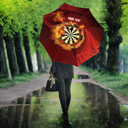 Personalised Darts New Zealand Umbrella Silver Fern Red Color