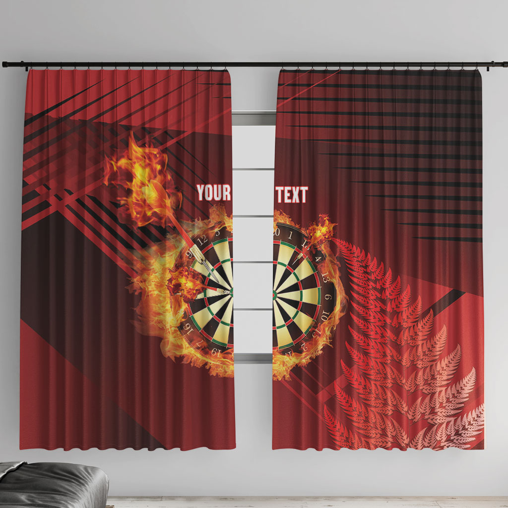 Personalised Darts New Zealand Window Curtain Silver Fern Red Color