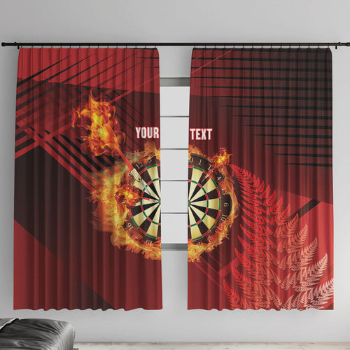 Personalised Darts New Zealand Window Curtain Silver Fern Red Color