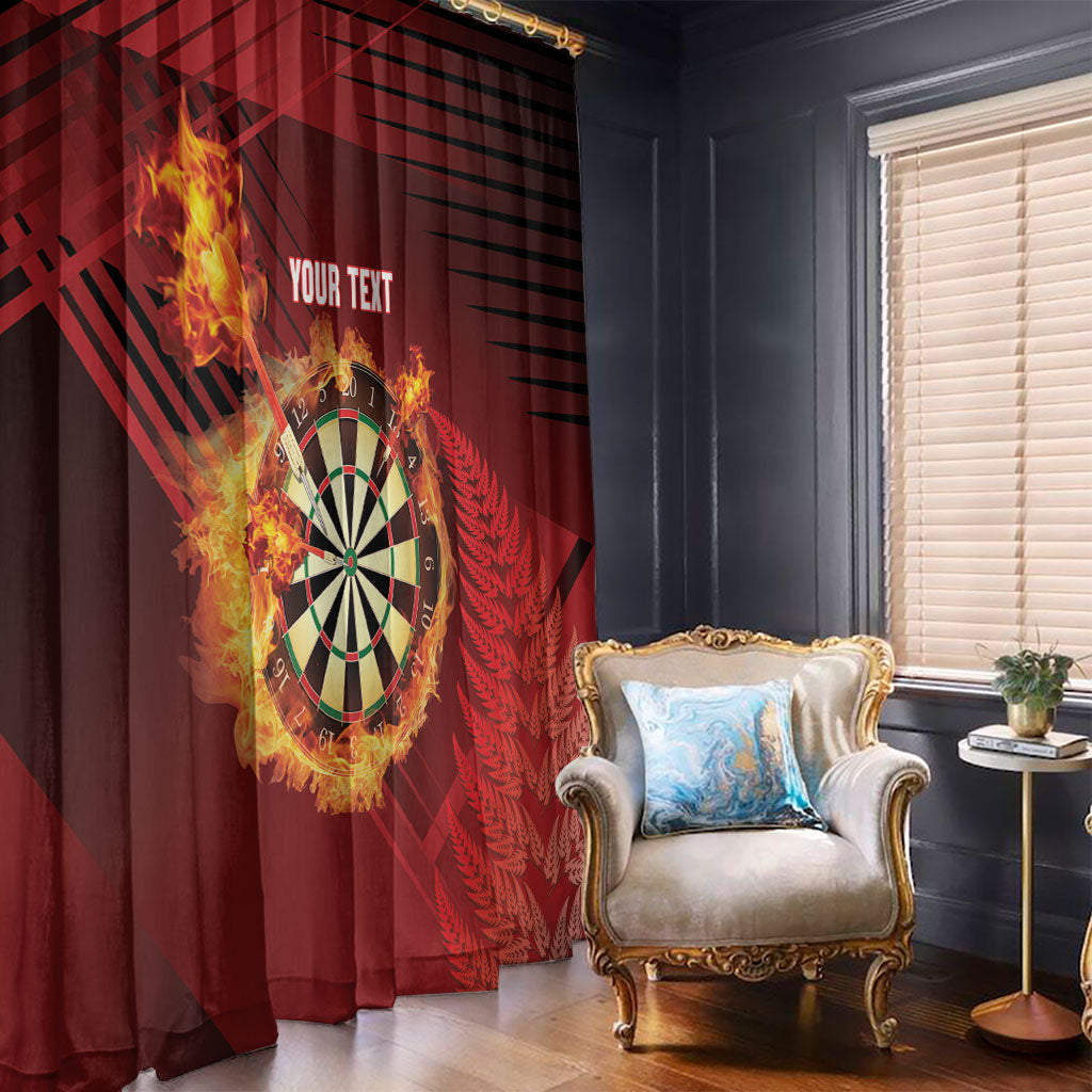 Personalised Darts New Zealand Window Curtain Silver Fern Red Color
