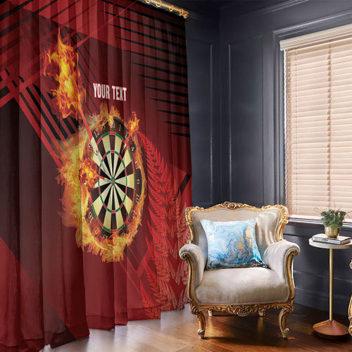 Personalised Darts New Zealand Window Curtain Silver Fern Red Color