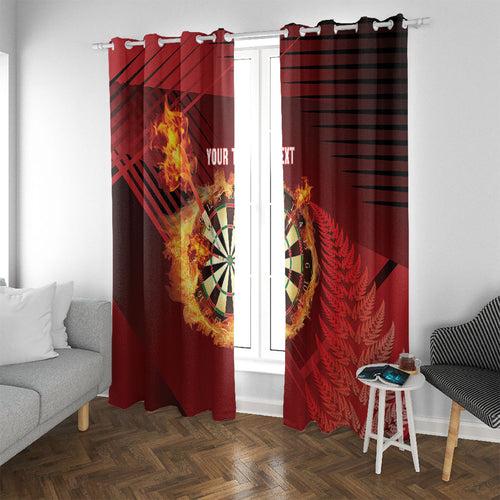 Personalised Darts New Zealand Window Curtain Silver Fern Red Color