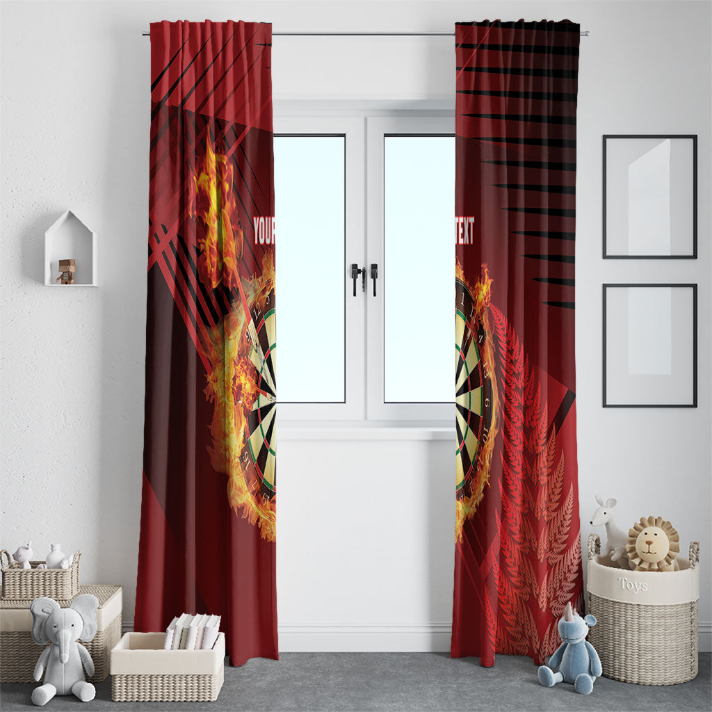 Personalised Darts New Zealand Window Curtain Silver Fern Red Color