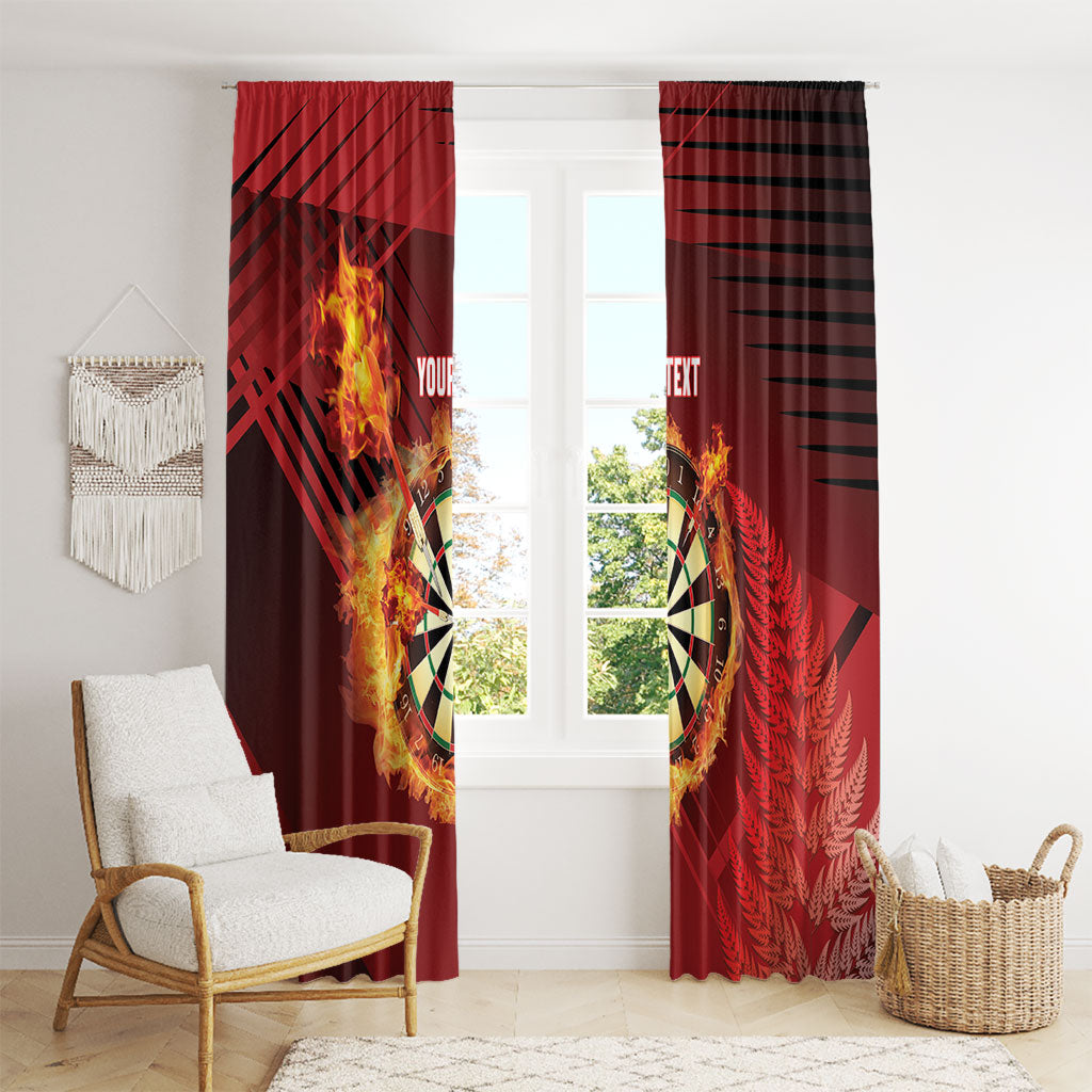 Personalised Darts New Zealand Window Curtain Silver Fern Red Color