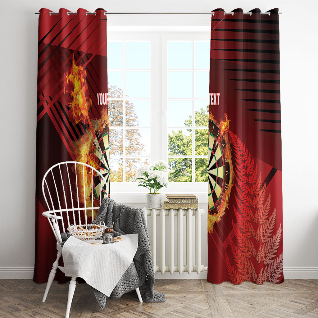 Personalised Darts New Zealand Window Curtain Silver Fern Red Color