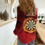 Personalised Darts New Zealand Women Casual Shirt Silver Fern Red Color