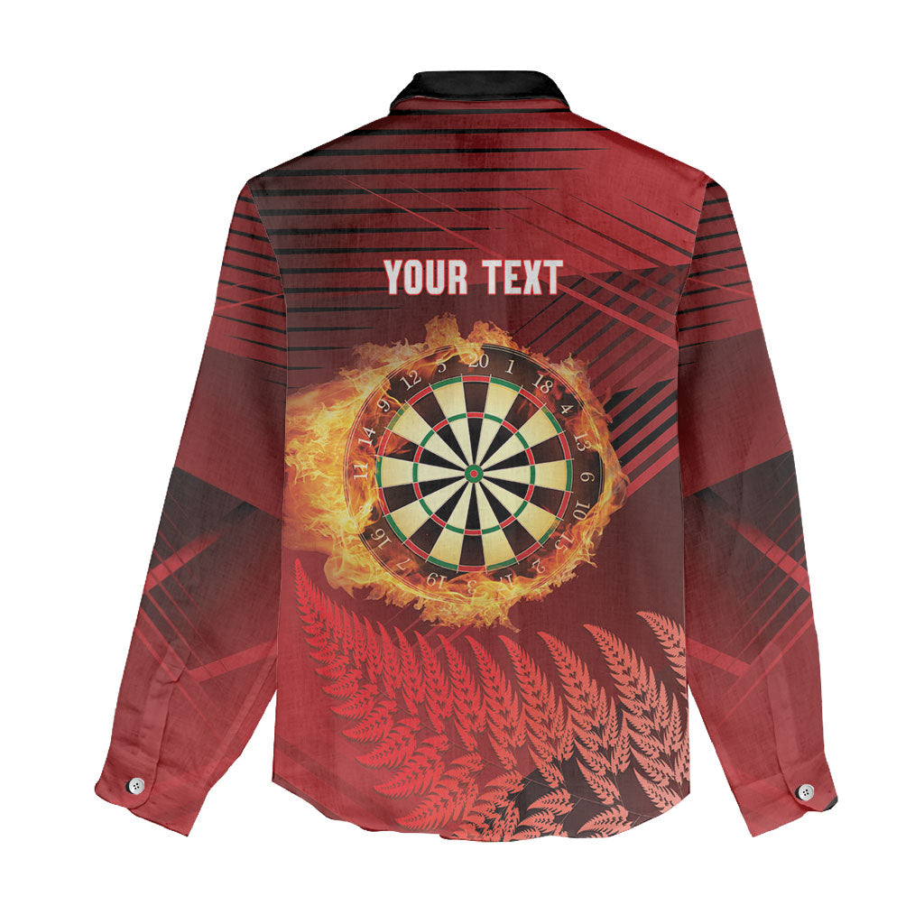 Personalised Darts New Zealand Women Casual Shirt Silver Fern Red Color