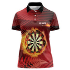 Personalised Darts New Zealand Women Polo Shirt Silver Fern Red Color