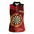 Personalised Darts New Zealand Women Sleeveless Polo Shirt Silver Fern Red Color
