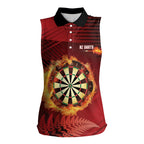 Personalised Darts New Zealand Women Sleeveless Polo Shirt Silver Fern Red Color