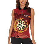 Personalised Darts New Zealand Women Sleeveless Polo Shirt Silver Fern Red Color