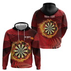 Personalised Darts New Zealand Zip Hoodie Silver Fern Red Color