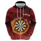 Personalised Darts New Zealand Zip Hoodie Silver Fern Red Color