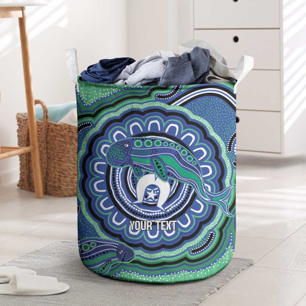 Torres Strait Islander Flag Day Personalised Laundry Basket Dhari Dugongs Sea Cows Aboriginal Art